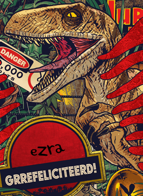 grrefeliciteerd van een velociraptor