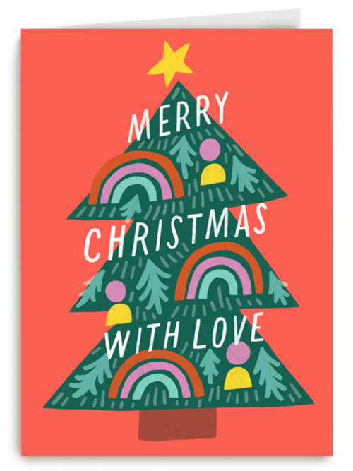 Kerstkaart hip Merry Christmas with love