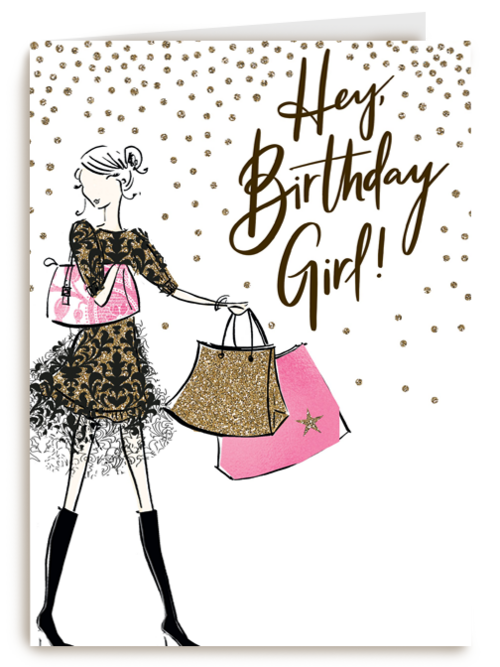 Verjaardagskaart tiener meisje en jonge vrouw Hey birthday girl
