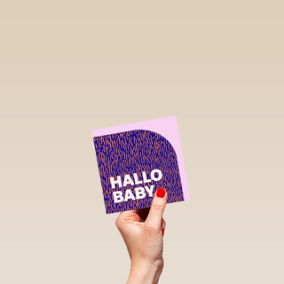 Paarse design kaart hallo baby