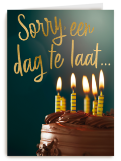 verjaardag te laat taart sorry een dag te laat