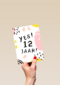Verjaardagskaart meisje 12 yes roze geel