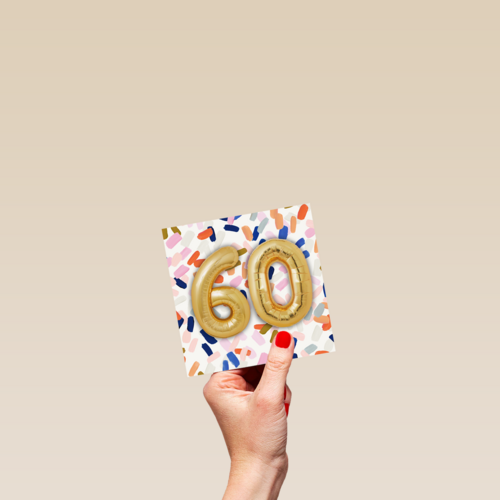 Verjaardagskaart gouden 60 met confetti