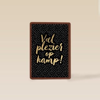 op kamp kaart zwart goud veel plezier op kamp