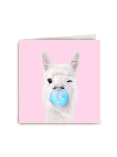 Verjaardagskaart tiener grappig Alpaca met kauwgum