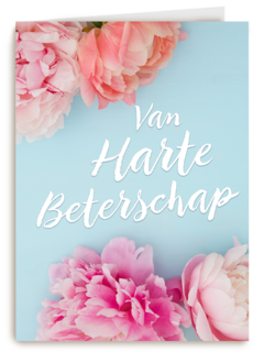 Beterschapskaart Foto met bloemen Van harte beterschap