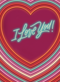 Valentijn kaart I love you neon stijl