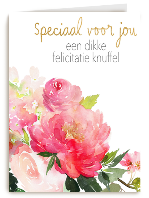 Gefeliciteerd kaart vrouw een dikke felicitatieknuffel