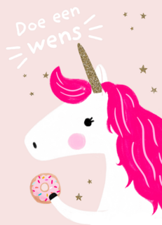 Verjaardagskaart unicorn doe een wens