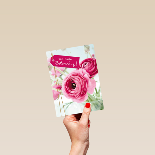 Beterschapskaart vrouw Bloemen Van harte beterschap