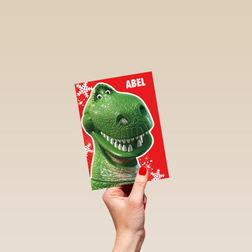 Toy Story kerstkaart Rex
