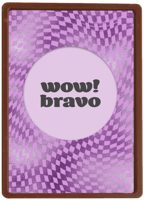 complimentkaart wow bravo met paarse ruitjes