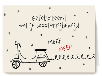 Scooter rijbewijs kaart gefeliciteerd