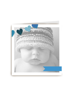 fotokaart vierkant baby blauw hartjes