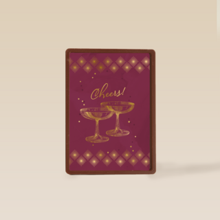 cheers with two glasses and golden stars