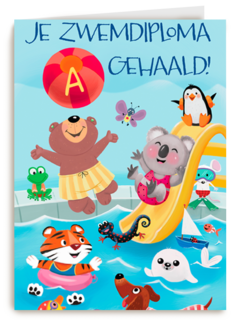 zwemdiploma kaart dieren zwembad
