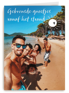 gebronsde groetjes vanaf het strand