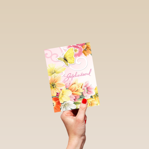 kleurrijke bloemetjes met vlinder