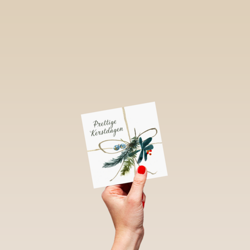 Kerstkaart klassiek kersttak met strik