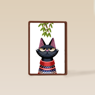 grumpy kat under the mistletoe