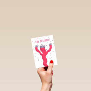 Een feestelijke kaart voor een 10 jarige