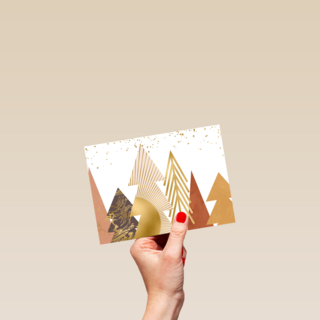 zakelijke kerstkaart met gouden kerstbomen