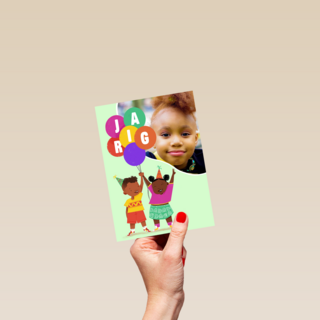 Kindjes met ballonnen fotokaart