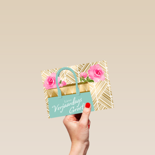 verjaardag kaart stijlvol tasje met bloemen