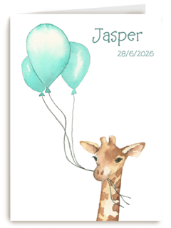Geboorte Kaart Giraffe Blauw