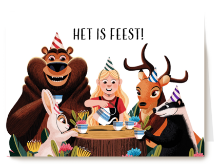 Verjaardagskaart Kids Het is feest Folio
