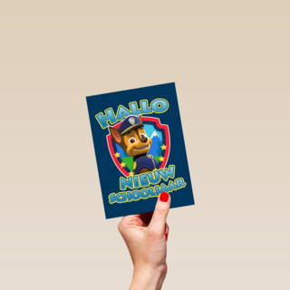 Paw Patrol kaart hallo nieuw schooljaar met Chase