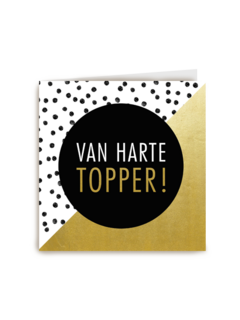 van harte topper met goud en stippen