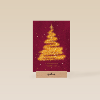 kerstkaart klassiek gouden kerstboom