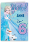 Frozen verjaardagskaart 6 jaar Elsa Olaf