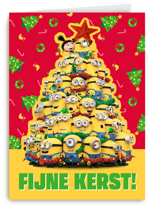 Kerstkaart Minions fijne kerst