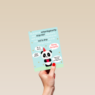 Verjaardagskaart te laat met panda