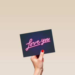 Liefde kaart neon Love you