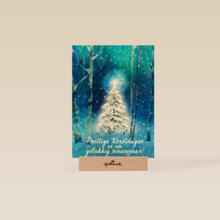 Kerstkaart zakelijk Kerstboom in het bos