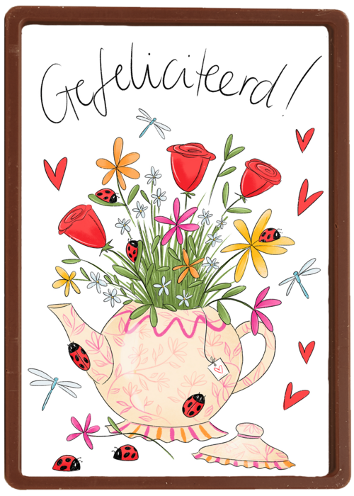 Matia Gefeliciteerd Theepot vol bloemen