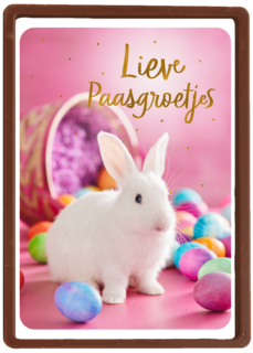 Paaskaart met wit konijntje