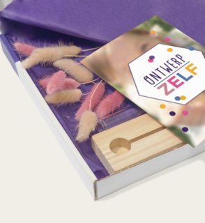 Brievenbuspakket Droogpluimen Kaarthouder Roze Beige