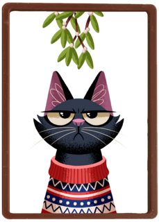 grumpy kat under the mistletoe