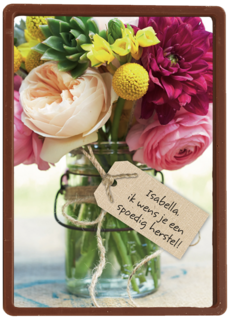 een bos bloemen voor een spoedig herstel