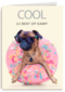 Op kamp kaart Cool hondje met donut
