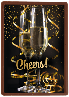 cheers with a glass champagne and confetti