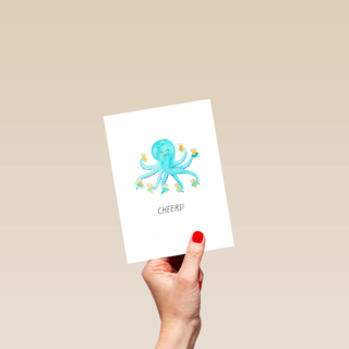 Verjaardagskaart met octopus