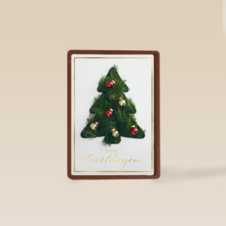 Kerstkaart klassiek wit met kerstboom