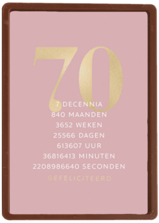 Verjaardagskaart 70 roze gouden letters