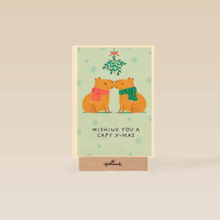Kerstkaart capybara mistletoe