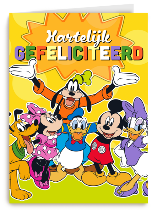 Verjaardagskaart Mickey en vriendjes